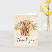 Highland Cow Baby Dusche Danke Peach Karte (Gelbe Blume)