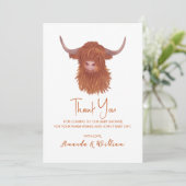 Highland Cow Baby Dusche Vielen Dank Dankeskarte (Stehend Vorderseite)