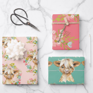 Highland Cow Baby Duschkopf Geschenkpapier Set