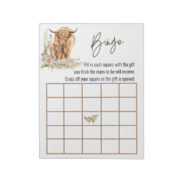 Highland Cow Baby Shower Bingo Game Boho Notizblock