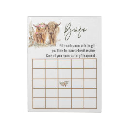 Highland Cow Baby Shower Bingo Game Couples Notizblock