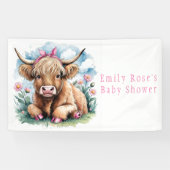 Highland Cow Baby Shower Bliss Girl Banner (Horizontal)