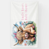Highland Cow Baby Shower Bliss Girl Banner (Vertikal)