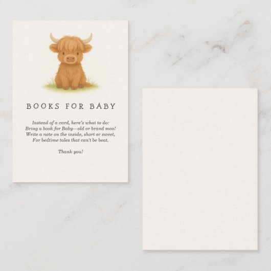 Highland Cow Baby Shower Books für Baby Begleitkarte (Vorne/Hinten)