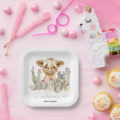 Highland Cow Baby Shower Cactus Pappteller (Party)
