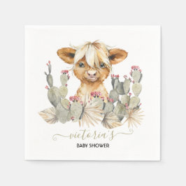 Highland Cow Baby Shower Cactus Serviette