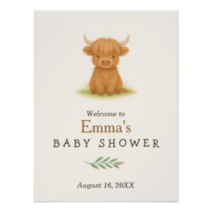 Highland Cow Baby Shower Poster
