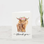 Highland Cow Baby Shower Vielen Dank zum Download Karte (Vorderseite)