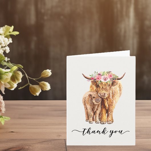 Highland Cow Baby Shower Vielen Dank zum Download Karte