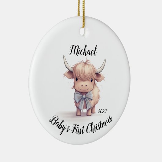 Highland Cow Baby's First Christmas Ornament (Rechts)