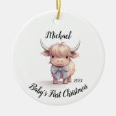 Highland Cow Baby's First Christmas Ornament (Vorne)