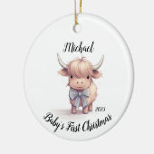 Highland Cow Baby's First Christmas Ornament (Links)