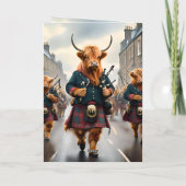Highland Cow Bagpipe Band, Geburtsdatum Karte (Rückseite)
