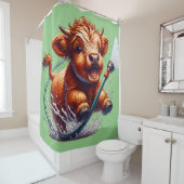 "Highland Cow Bath Time" Duschvorhang (Beispiel)
