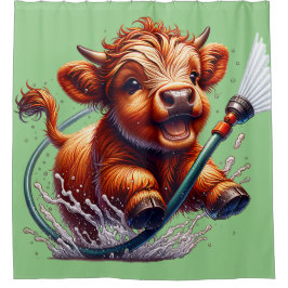 "Highland Cow Bath Time" Duschvorhang