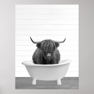 Highland Cow Bathtub Wohngestaltung Badezimmer Poster
