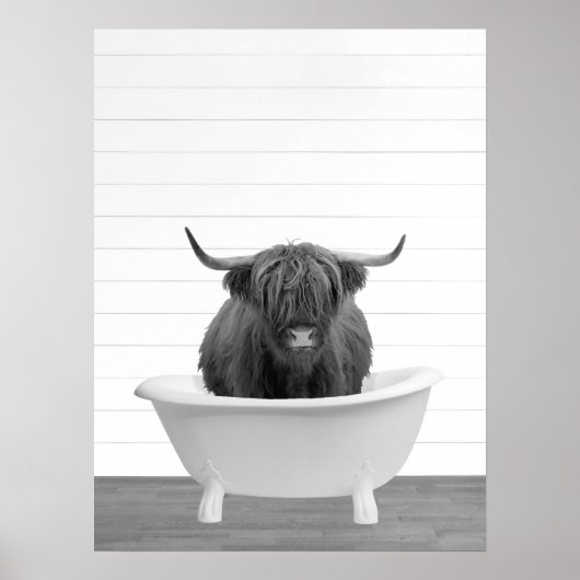 Highland Cow Bathtub Wohngestaltung Badezimmer Poster (Vorne)