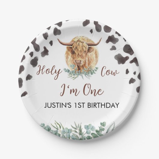 Highland Cow Birthday Baby Shower Pappteller (Vorderseite)
