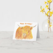 Highland Cow Birthday Card Karte (Gelbe Blume)