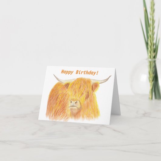 Highland Cow Birthday Card Karte (Vorderseite)