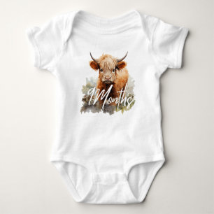 Highland Cow Birthday Milestone 9 Monate Baby Baby Strampler