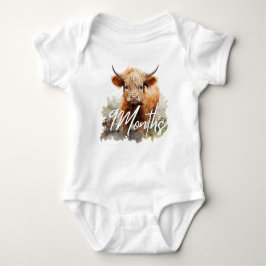 Highland Cow Birthday Milestone 9 Monate Baby Strampler