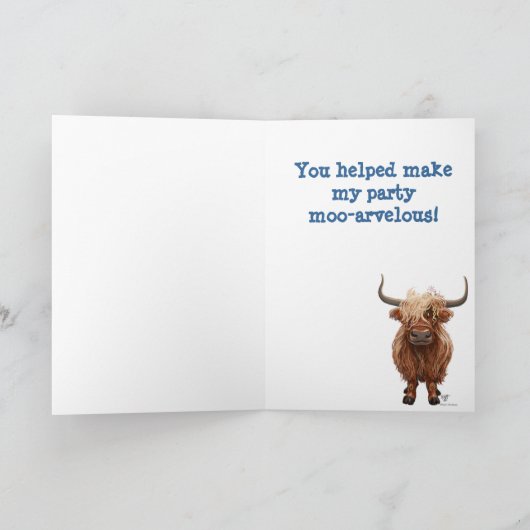 Highland Cow Birthday Party Danke (Innenseite)