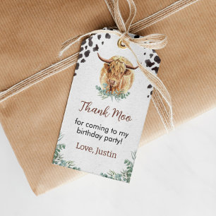 Highland Cow Birthday Party Danke Tag Geschenkanhänger
