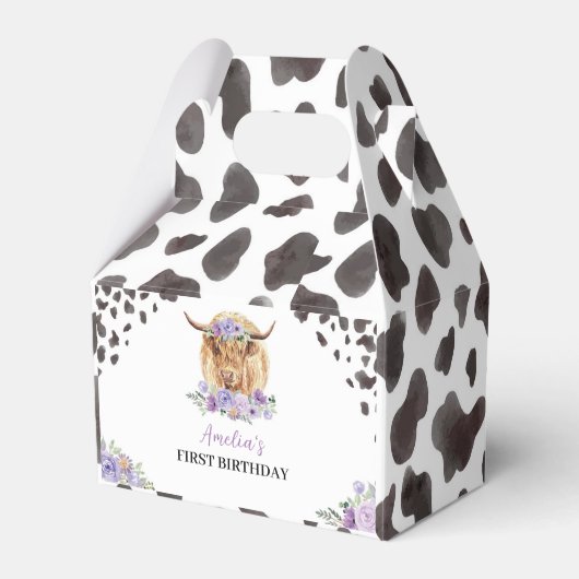 Highland Cow Birthday Party Fevor Box Geschenkschachtel (Vorderseite)