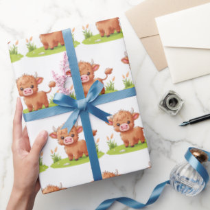 Highland Cow Birthday Party Geschenkpapier