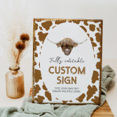 Highland Cow Birthday Party Table Sign Poster