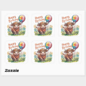 Highland Cow Birthday Quadratischer Aufkleber (Blatt)