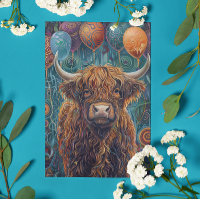 Highland Cow Birthday Whimsical Balloons