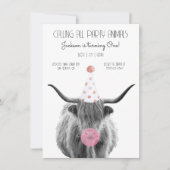 Highland Cow Black and White Birthday Party Einladung (Vorderseite)