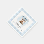 Highland Cow Blue Boy Baby Shower Serviette (Ecke)