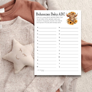 Highland Cow Boho Baby ABC Duschspielkarte Einladung