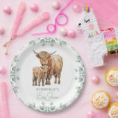 Highland Cow Boho Greenerity Farm Animal Baby Show Pappteller (Party)