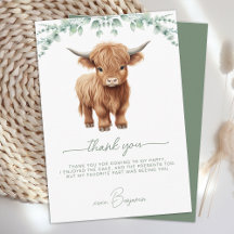 Highland Cow Boho Greenery Farm Animal Birthday