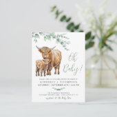 Highland Cow Boho Greenery Sage Baby Shower Postkarte (Stehend Vorderseite)