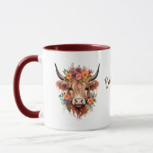 Highland Cow Boho | Name mit Blume Design Tasse (Links)