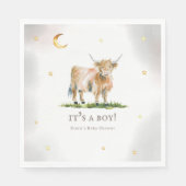 Highland Cow Boy Baby Shooting Paper Napkin Serviette (Vorderseite)