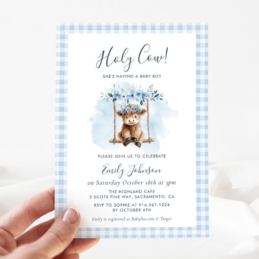 Highland Cow Boy Baby Shower Invitation Einladung