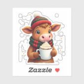 Highland Cow Brushstroke Christmas T-Shirt (4) Aufkleber (Blatt)