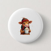 Highland Cow Brushstroke Christmas T-Shirt (4) Button (Vorderseite)