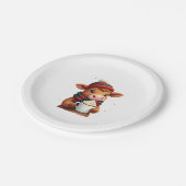 Highland Cow Brushstroke Christmas T-Shirt (4) Pappteller (Schrägansicht)