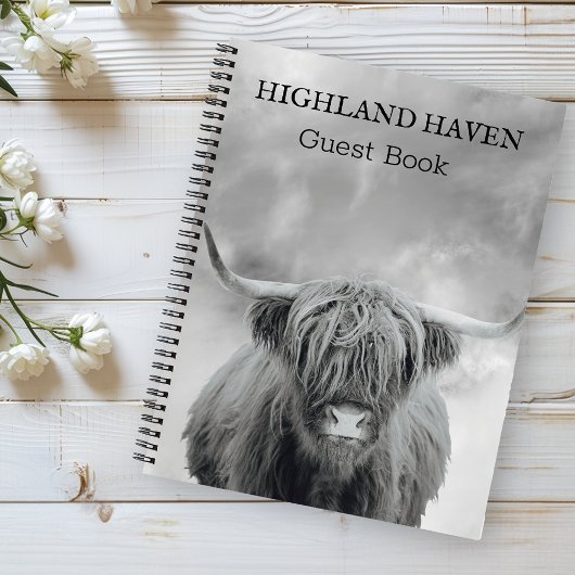 Highland Cow Cabin Guest Book Notizblock