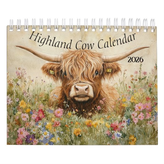 Highland Cow Calendar 2026 Kalender (Titelbild)