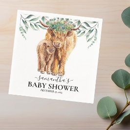 Highland Cow Calf Baby Dusche Eucalyptus Serviette