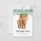 Highland Cow Calf Baby Dusche Eucalyptus Vielen Da Mitteilungskarte (Vorderseite)