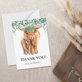 Highland Cow Calf Baby Dusche Eucalyptus Vielen Da Mitteilungskarte
